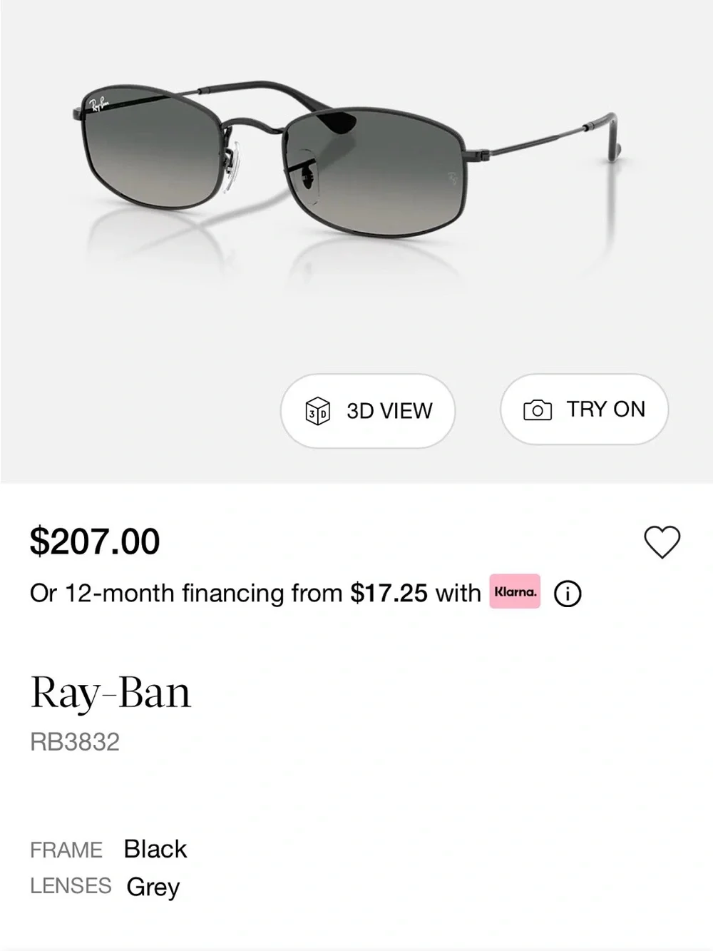 Ray-Ban Black Metal Oval Sunglasses with Dark Lenses
